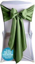 Leading Linens 10 pcs Sage Green 108"x8" Satin Bow Sash Chair Cover Decor by LeadingLinens