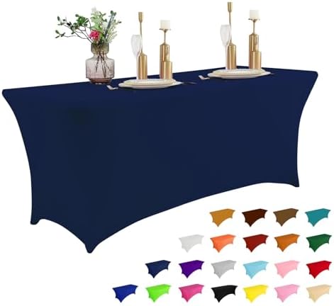 IVAPUPU 8FT Table Cloth for Rectangular Spandex Jean Blue Table Cover by IVAPUPU