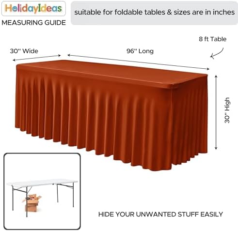 2 Pack Spandex Table Skirts for 8ft Rectangle Tables for Autumn Event - Image 5