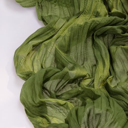 DeZerlor Olive Green Cheesecloth Table Runners 4 Pack Fall Runners - Image 3
