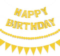 CANREVEL 3 PCS Pre-Strung 3D Happy Birthday Banner Decorations, Gold by CANREVEL