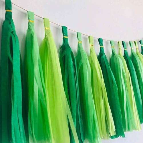 We Moment Green Light Tissue Paper Tassels Party Tassel Garland Banner for Green Party Decorations, DIY Kit, 15PCS - Image 3