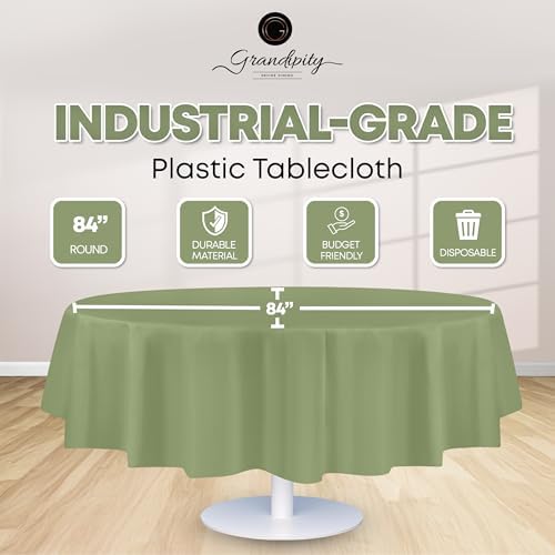 Grandipity Plastic Table Cloth Disposable 12 Pack 84" Round Sage - Image 2
