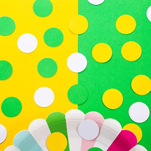 MOWO Yellow, Green and White Confetti Table Decoration, 1.2 inch, 200pc - Image 3