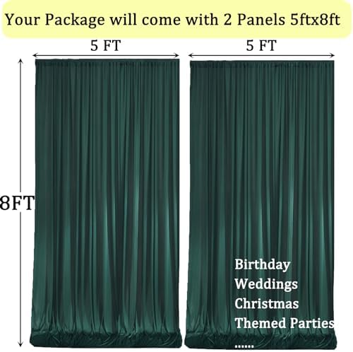 10x8 ft Wrinkle Free Hunter Green Backdrop Curtains for Parties, Thick Fabric Emerald Photo Backdrop Drapes Panels for Weddings Birthday Party Photography Background - Image 6