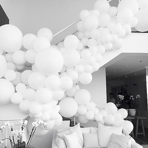 Voircoloria 110pcs White Latex Party Balloons, 12inch - Image 4