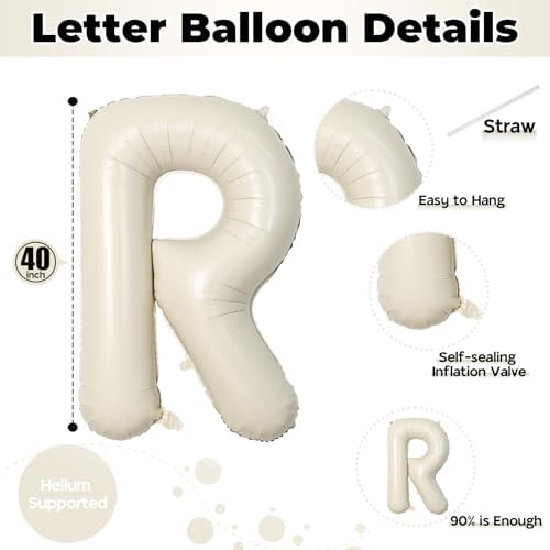 40 Inch Beige MR & MRS Balloons for Wedding Decor, Large Cream Mr and Mrs Foil Balloon Letter, Ivory White Sand Mr to Mrs Banner Sign for Bride Groom Engagement Couple Sweetheart Party Decorations - Image 2