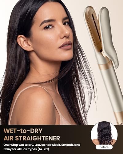 MESCOMB 6 in 1 Hair Dryer and Straightener, Hot Air Styler Wrap - Fast Drying, 1500W Air Dryer with Straightener, Frizz-Free Blowout Brush for Smoothing & Curling, Volumizing(Champagne) - Image 3