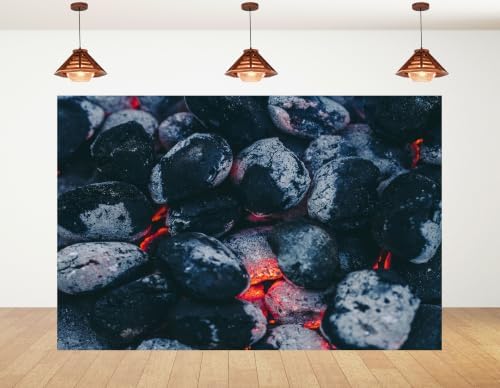 6x4ft Fabric Hot Charcoal Coal Backdrop Glowing Red Embers Ash Covered Surface Close Up Photography Background Tapestry Party Grill Fire Decorations Banner Photo Booth Props by Unknown