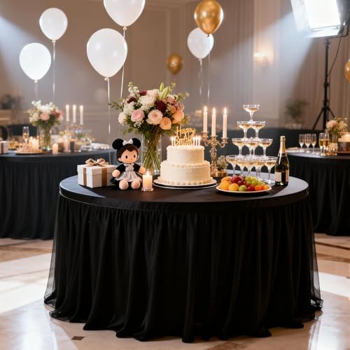 THARAHT Tulle Table Skirt 6FT 180CM Long for Rectangle Tables Round Tables Ruffle Desk Skirt for Princess Girls Birthday Party Cake Dessert Decorations Table Skirt - Image 5