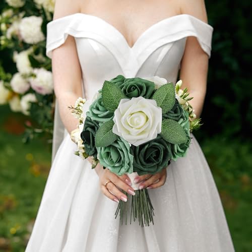 AmyHomie Forest Shades Rose 25pcs Real Looking Artificial Flowers w/Stem - Image 2