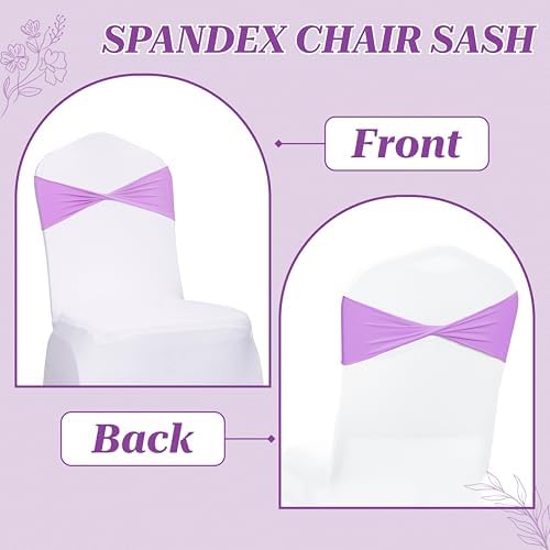 MDS Pack of 125 Spandex Chair Sashes Without Slider Buckles – Light Purple - Image 4