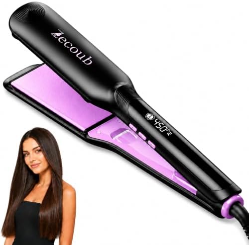 1.75" Wide Plate Hair Straightener for Thick Hair, Ionic Ceramic Flat Iron by Zecoub