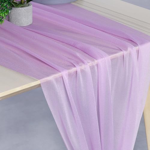 Pack of 10 Chiffon Table Runners 29 x 120 Inch, 14FT Long - Orchid - Image 6