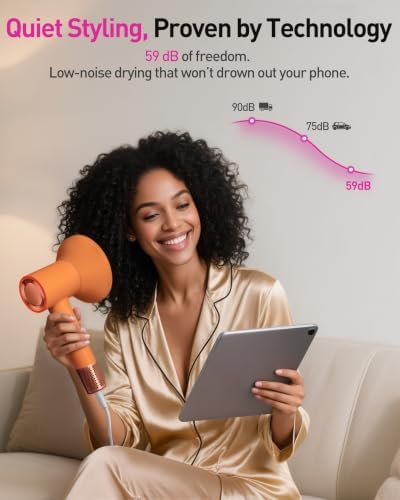 Zibtes High-Speed Hair Dryer with Diffuser, Ionic Blow Dryer (Orange) - Image 7