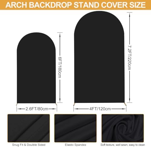 SuuWoee Wedding Arch Backdrop Stand Set of 2 With Black Cover (7.2FT+6FT) - Image 4