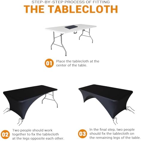 Eurmax USA 2-Pack Spandex Table Cover 4 ft. Fitted 30+ Colors Polyester Tablecloth Stretch Spandex Table Toppers,4 FT Table Cover Open Back (Black) - Image 3