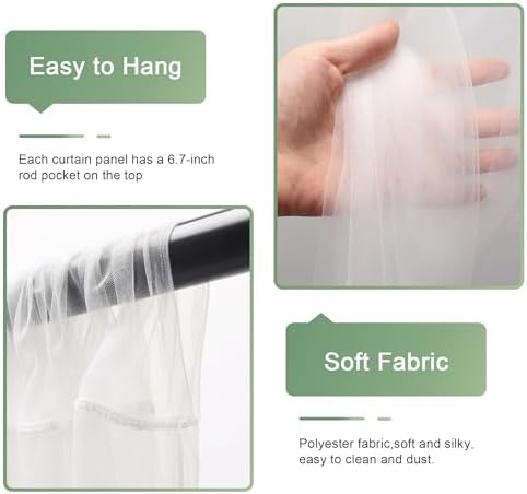 Tulle Backdrop Curtain with Lights 30x10FT Ivory Sheer Curtains - Image 3