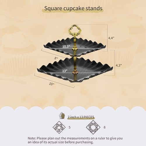 Pack of 11 NWK Cake Stand Set of Cupcake Stand, Tray & Table Cloth (Black) - Image 3