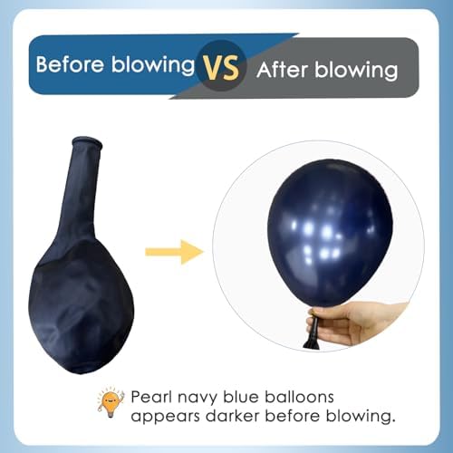 Navy Blue Gold White Balloons 50 PCs 12 Inch - Image 6