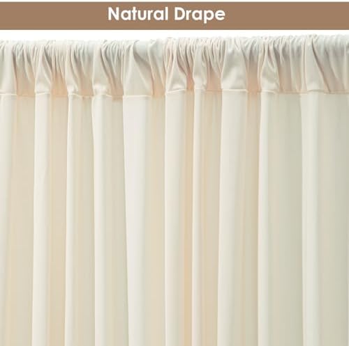 30x10ft Wrinkle Free Ivory Backdrop Curtain for Parties Soft Fabric Drapes Wedding Ivory Curtain Backdrop for Birthday Party Decorations Background for Photography 5x10ft,6 Panels - Image 5