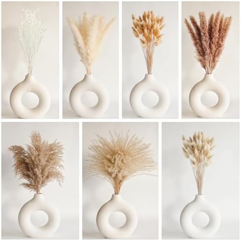 Dried Pampas Grass Decor, 128PCS Pampas Grass with Bunny Tails Dried Flowers, Reed Grass Bouquet for Wedding, Boho Flowers, Home Table Decor, Rustic Farmhouse Party - Image 3