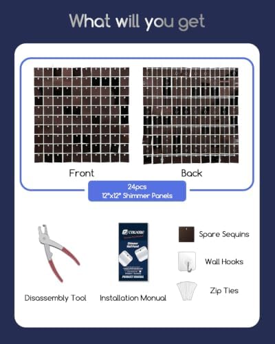 COKAOBE LiteGrid Series Shimmer Wall Backdrop - 24Pcs Dark Brown - Image 2