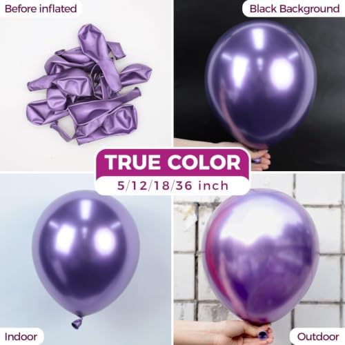 Bezente Metallic Purple Latex Party Balloons 100 Pack 12 inch - Image 2