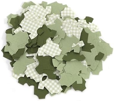 Saga Green Baby Shower Bodysuit Confetti,Green Gingham Baby Shower Confetti - Image 3