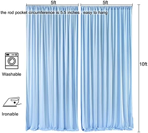 AK TRADING CO. 10 feet x 10 feet Polyester Backdrop Drapes Curtains Panels with Rod Pockets - Wedding Ceremony Party Home Window Decorations - Light Blue (DRAPE-5X10-LTBLUE) - Image 3