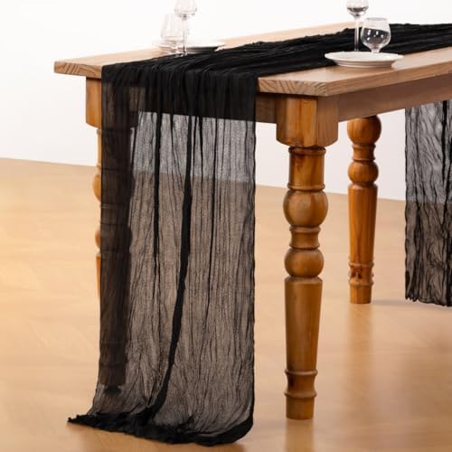 DeZerlor Black Cheesecloth Table Runner 1 Pack Halloween Runner - Image 5