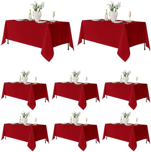 Fitable 8 Pack Red Tablecloths 70x120 Inch for 6-8 Ft Rectangle Tables by Fitable