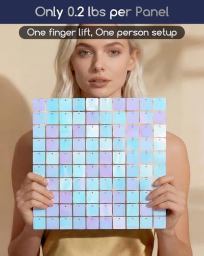 COKAOBE LiteGrid Series Shimmer Wall Backdrop - 24Pcs Iridescent Blue - Image 3