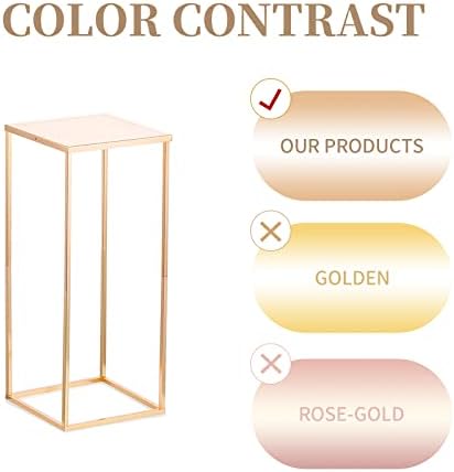 Sziqiqi Gold Centerpieces Geometric Column Flower Stand with Plate, 10Pcs - Image 6