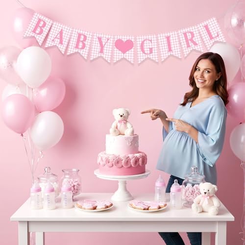 Hahafelt Baby Girl Banner for Baby Shower Decorations, Pink - Image 4