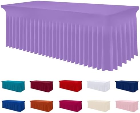 Smiry Spandex Elastic Fitted Table Cloth Skirt for 8FT Rectangle Table by Smiry