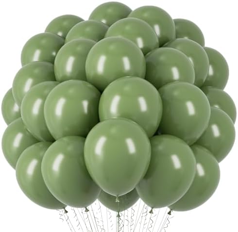 Voircoloria 66pcs Sage Green Olive Green Latex Party Balloons, 12inch by Voircoloria