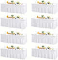 Wish Care 8 Pack White Spandex Table Clothes for 6 Foot Rectangle Tables, 6FT Wrinkle Free Fitted Tablecloths Ruffles Design Table Cloth for Party, Banquet, Wedding and Events by WishCare