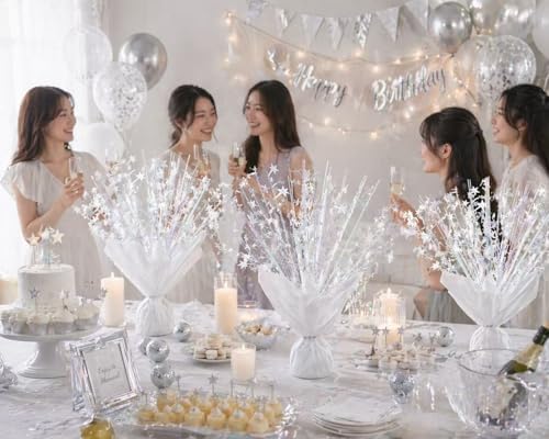 Metallic Foil Spray Centerpiece Stars for Wedding, Birthday, Anniversary, Christmas Table Decor, Holiday Festival Baby Shower Graduation Mantle Party Decorations (White630) - Image 4