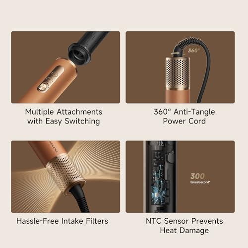 DREAME AirStyle Suite Hair Styler & High-Speed Dryer, 110,000 RPM Motor, 3 Essential Snap-On Attachments for Curling, Volumizing & Fast Dry, Frizz Control, Cool Shot, Luxury Leather Travel Bag - Image 6