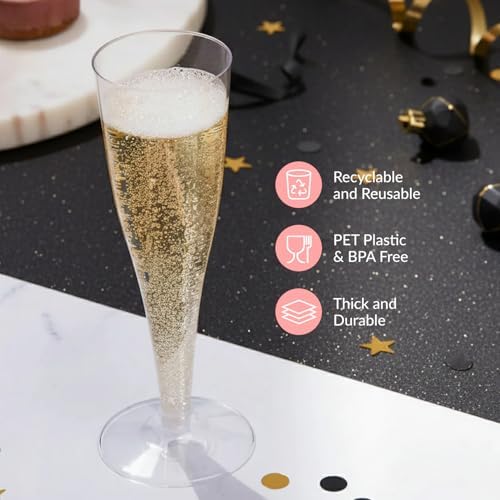 Prestee Disposable Champagne Flutes, 4.5 oz Plastic Champagne Glasses - Image 5