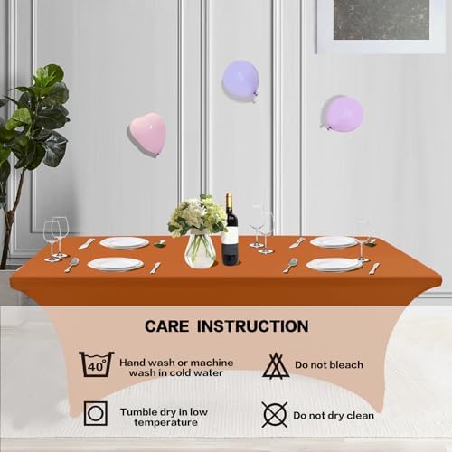 IVAPUPU 2 Pack 6FT Table Cloth for Rectangular Spandex Caramel Table Cover - Image 5