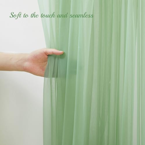 20x8ft Olive Green Tulle Backdrop Curtain with Lights String for Parites, Sheer Backdrop Curtains for Wedding Baby Shower Birthday Party Photo Shoot Decorations - Image 3