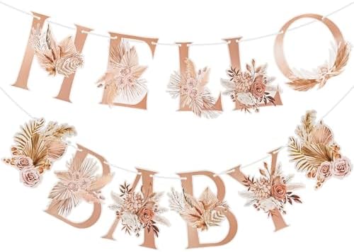 Letjolt Hello Baby Boho Flower Banner Girls Baby Shower Garland 12pcs by Letjolt