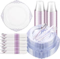 Hioasis 175 Pcs Clear Purple Plates for Party by Hioasis