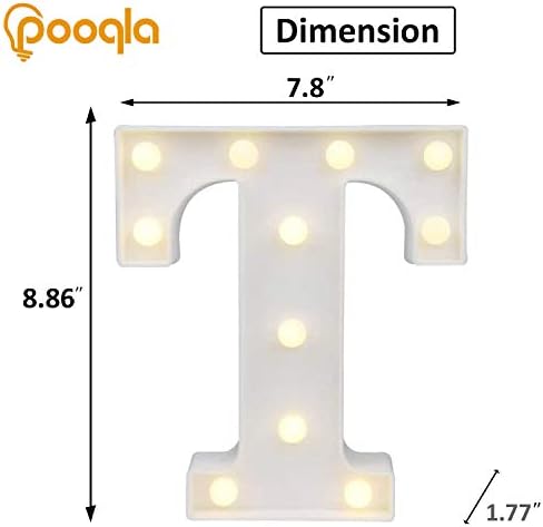 Pooqla LED Light Up Letters, Warm White and Colorful Lighted Marquee Letters with Remote, Lighted Letter for Party Birthday Decorations, Gift for Girls Boys Night Light, Wedding Home Decor, Letter T - Image 3