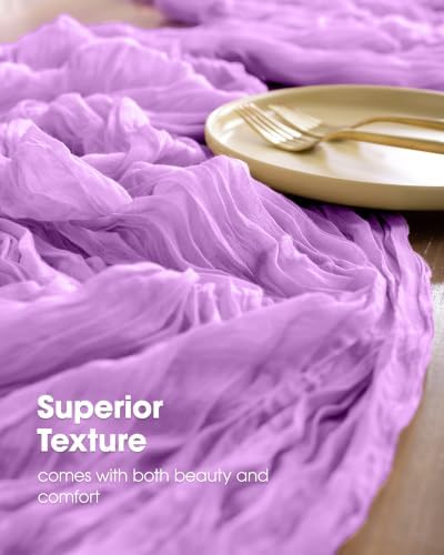 Pureegg 3 Pack Cheesecloth Table Runner 120 Inch Purple - Image 3