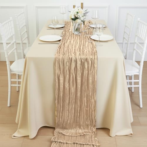 3 Pack Sand Cheesecloth Table Runner 120 Inch Boho Wedding Decor - Image 4