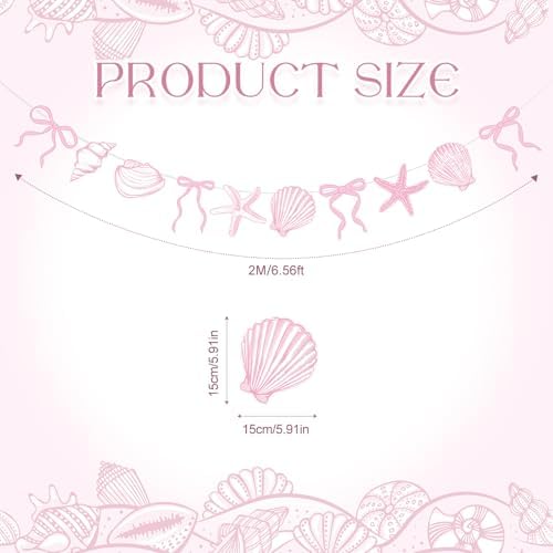 Oudain 2 Pack Pink Bow Starfish Seashell Sea Beach Party Garland Decor - Image 2