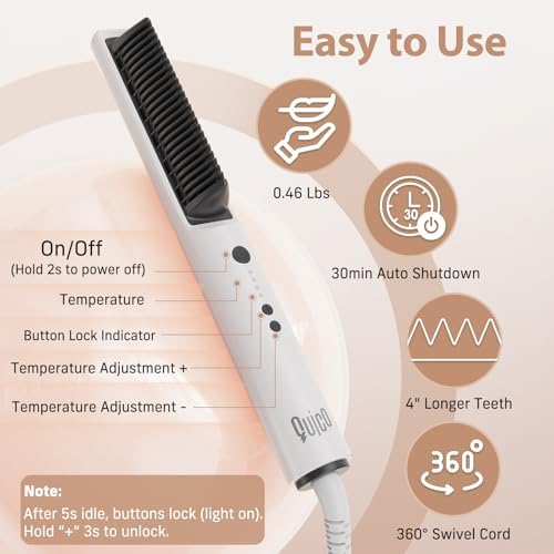 Quico Hair Straightener Brush, 100-240V Dual Voltage Straightener Brush - Image 7